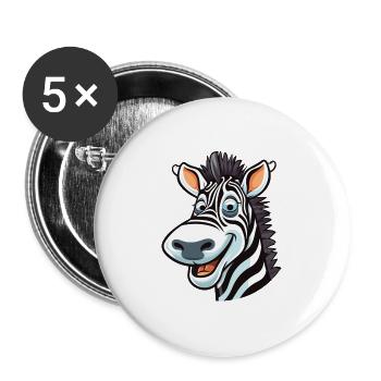 Zebra-Cartoon-Kawaii-Aquarellillustration - Buttons groß 56 mm (5er Pack) - Weiß - Vorne