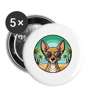 Cirneco Dell Etna Hunderasse Cartoon Sonnenbrille Strand - Buttons groß 56 mm (5er Pack) - Weiß - Vorne