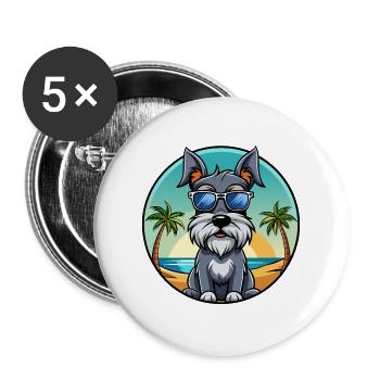Standard Schnauzer Hunderasse Cartoon Sonnenbrille - Buttons groß 56 mm (5er Pack) - Weiß - Vorne