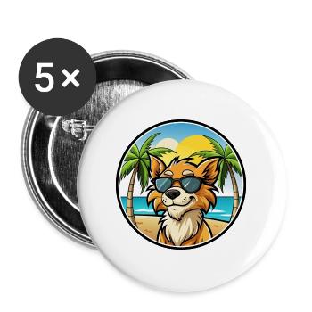 Grand Griffon Vendeen Hunderasse Cartoon Sonnenbrille - Buttons groß 56 mm (5er Pack) - Weiß - Vorne