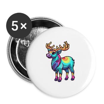 Karibu buntes Aquarell Cartoon Kawaii Tier - Buttons groß 56 mm (5er Pack) - Weiß - Vorne