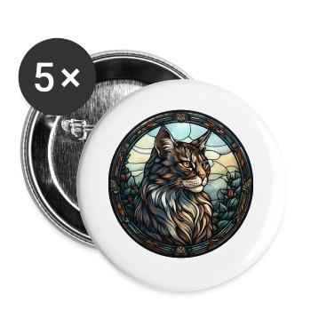 Amerikanische Bobtail Katzenrasse Aquarellglas - Buttons groß 56 mm (5er Pack) - Weiß - Vorne