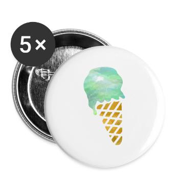 Eiscreme - Buttons groß 56 mm (5er Pack) - Weiß - Vorne