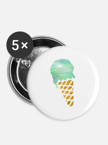 Eiscreme - Buttons groß 56 mm (5er Pack) - Weiß