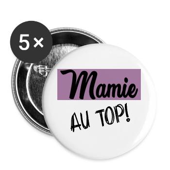 BONNE FÊTE MAMIE - Lot de 5 grands badges (56 mm) - blanc - Devant