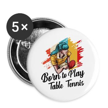 Tischtennis - Buttons groß 56 mm (5er Pack) - Weiß - Vorne