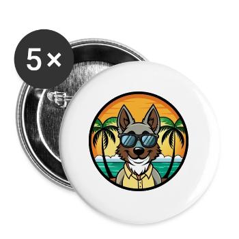 Berger géorgien race dessin animé lunettes de soleil plage - Lot de 5 grands badges (56 mm) - blanc - Devant