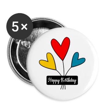 ALLES GUTE ZUM GEBURTSTAG. JAHRESTAG - Buttons groß 56 mm (5er Pack) - Weiß - Vorne