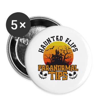 Haunted Flips Paranormale Tipps Immobilienmakler H - Buttons groß 56 mm (5er Pack) - Weiß - Vorne