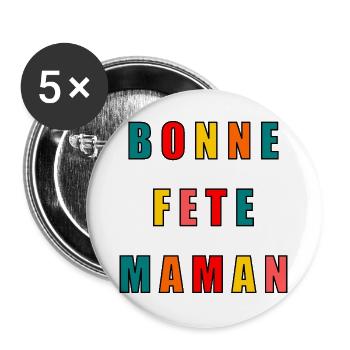 MAMA. MUTTERTAG. SCHÖNEN MUTTERTAG - Buttons groß 56 mm (5er Pack) - Weiß - Vorne