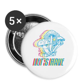 Let´s Rave - Buttons groß 56 mm (5er Pack) - Weiß - Vorne