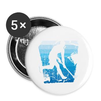 Unihockey Vintage Design Floorballer Floorball - Buttons groß 56 mm (5er Pack) - Weiß - Vorne