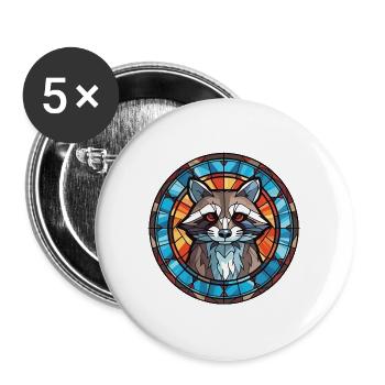 Waschbär bunte Aquarell Tier Illustration - Buttons groß 56 mm (5er Pack) - Weiß - Vorne