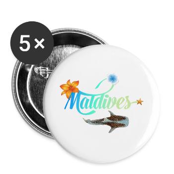 Malediven Tropischer Meeresglanz Walhai Souvenir - Buttons groß 56 mm (5er Pack) - Weiß - Vorne