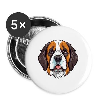 Bernhardiner Hunderasse Aquarell Karikatur Kawaii Co - Buttons groß 56 mm (5er Pack) - Weiß - Vorne
