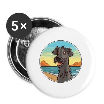 Schottischer Deerhound Hund Rasse Cartoon Kawaii Hund - Buttons groß 56 mm (5er Pack) - Weiß - Vorne