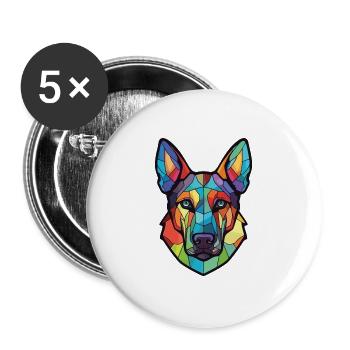 Hokkaido Hunderasse Aquarell Glas Illustration - Buttons groß 56 mm (5er Pack) - Weiß - Vorne