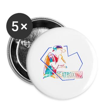Kraftvoller Beatbox Mundpercussion - Buttons groß 56 mm (5er Pack) - Weiß - Vorne