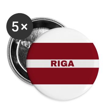 Riga Stadt in lettischer Flagge - Buttons groß 56 mm (5er Pack) - Weiß - Vorne