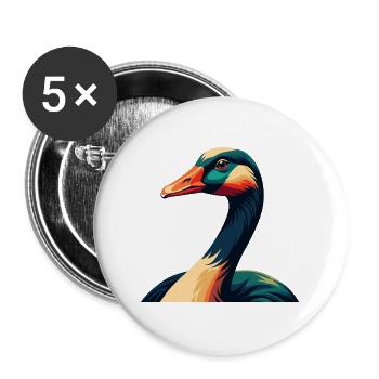 Oie Dessin Animé Personnage Animal Coloré Animal De Compagnie - Lot de 5 grands badges (56 mm) - blanc - Devant