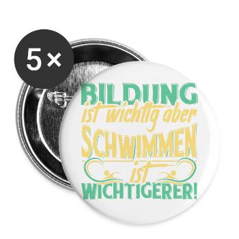 Schwimmen Schwimmsport Spruch - Buttons groß 56 mm (5er Pack) - Weiß - Vorne