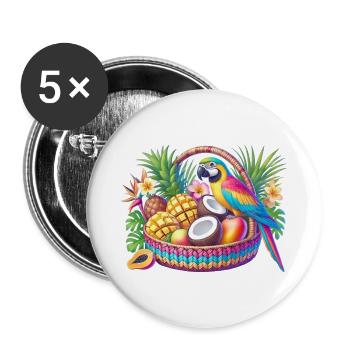 Fruit basket with parrot - Buttons large 2.2''/56 mm (5-pack) - white - Front