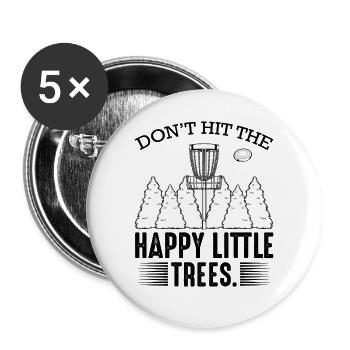 Ne frappez pas le cadeau de golf Happy Little Trees Disc - Lot de 5 grands badges (56 mm) - blanc - Devant