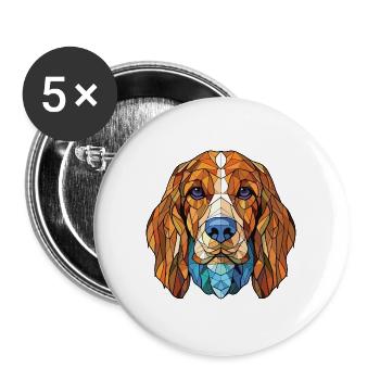 Bosnischer grobhaariger Jagdhund Hunderasse Aquarell - Buttons groß 56 mm (5er Pack) - Weiß - Vorne