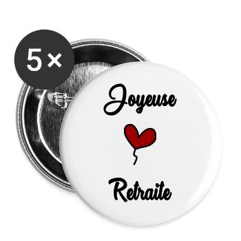 JOYEUSE RETRAITE - Lot de 5 grands badges (56 mm) - blanc - Devant