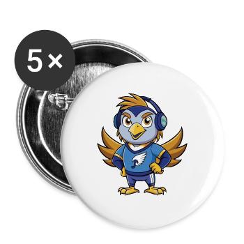 Falcon Funny Cartoon Character Musique de casque - Lot de 5 grands badges (56 mm) - blanc - Devant