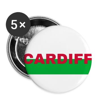 Cardiff City au Pays de Galles Drapeau Royaume-Uni - Lot de 5 grands badges (56 mm) - blanc - Devant