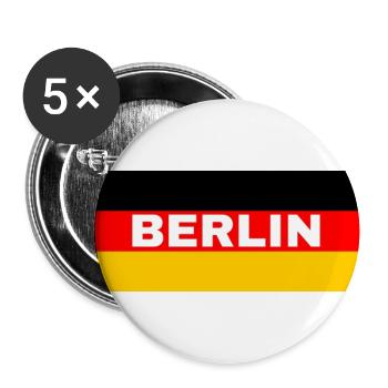 Berliner Stadt in deutscher Flagge - Buttons groß 56 mm (5er Pack) - Weiß - Vorne