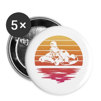 Go Kart Gokart Kartfahrer Go-Kart Motorsport - Buttons groß 56 mm (5er Pack) - Weiß - Vorne