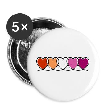 Cœurs lesbiennes lesbiennes - Lot de 5 grands badges (56 mm) - blanc - Devant