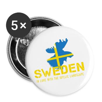 Sweden Sverige Schwede - Buttons groß 56 mm (5er Pack) - Weiß - Vorne