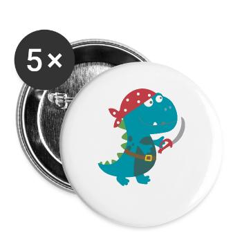 Dino Pirat costume de pirate costume Halloween Carnaval garçon - Lot de 5 grands badges (56 mm) - blanc - Devant