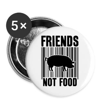 FRIENDS NOT FOOD VEGAN - Buttons large 2.2''/56 mm (5-pack) - white - Front