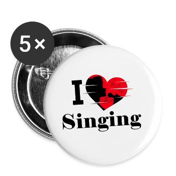 I love Singing - Herz mit Sängerin Silhouette - Buttons groß 56 mm (5er Pack) - Weiß - Vorne