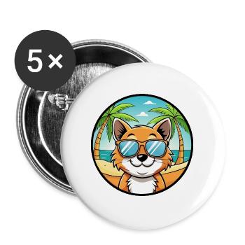 Bambino Cat Breed Cartoon Sunglasses Beach - Buttons large 2.2''/56 mm (5-pack) - white - Front