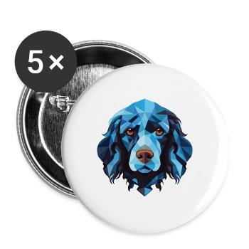 Blaue Picardie Spaniel Hunderasse buntes Aquarell - Buttons groß 56 mm (5er Pack) - Weiß - Vorne
