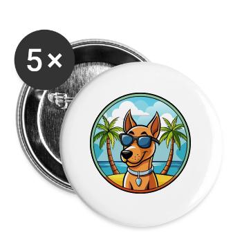 Chien Courant Andalou Race Chien Dessin Animé Lunettes De Soleil Plage - Lot de 5 grands badges (56 mm) - blanc - Devant