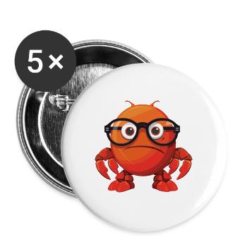 Craw trägt Brille Cartoon Kawaii Illustration - Buttons groß 56 mm (5er Pack) - Weiß - Vorne