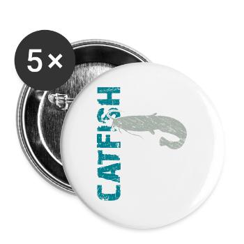 Pêche au poisson-chat Pêche sportive Poisson fort - Lot de 5 grands badges (56 mm) - blanc - Devant