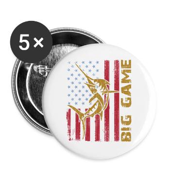 Jumping Marlin with US flag Deep Sea Fishing - Buttons large 2.2''/56 mm (5-pack) - white - Front