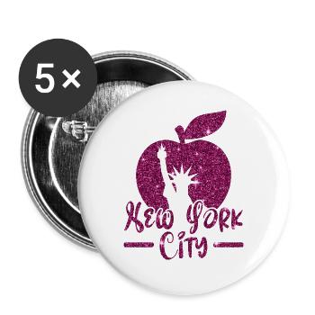New York Stadt USA Amerika Reisen New Yorker NYC - Buttons groß 56 mm (5er Pack) - Weiß - Vorne