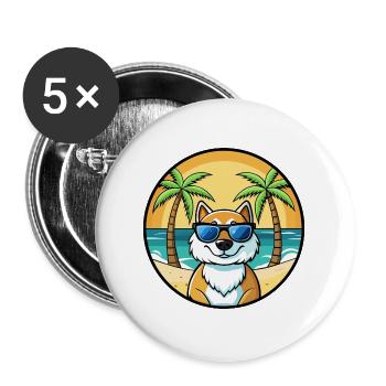 Lunettes de soleil de dessin animé de race de chien du Groenland plage - Lot de 5 grands badges (56 mm) - blanc - Devant