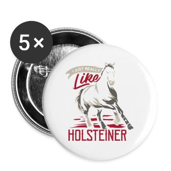Feuriges Holsteiner Dressurtalent - Buttons groß 56 mm (5er Pack) - Weiß - Vorne