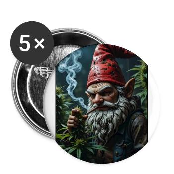 Rauchender Zwerg Albert - Buttons groß 56 mm (5er Pack) - Weiß - Vorne