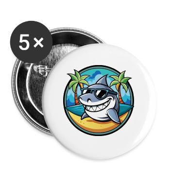 Shark Funny Cartoon Summer Beach Sunglasses Cool - Buttons large 2.2''/56 mm (5-pack) - white - Front