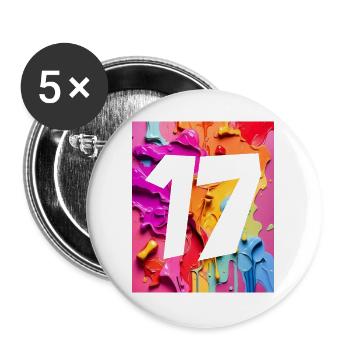 NO. 17 NUMBER 17 COLORFUL 17TH BIRTHDAY - Buttons large 2.2''/56 mm (5-pack) - white - Front